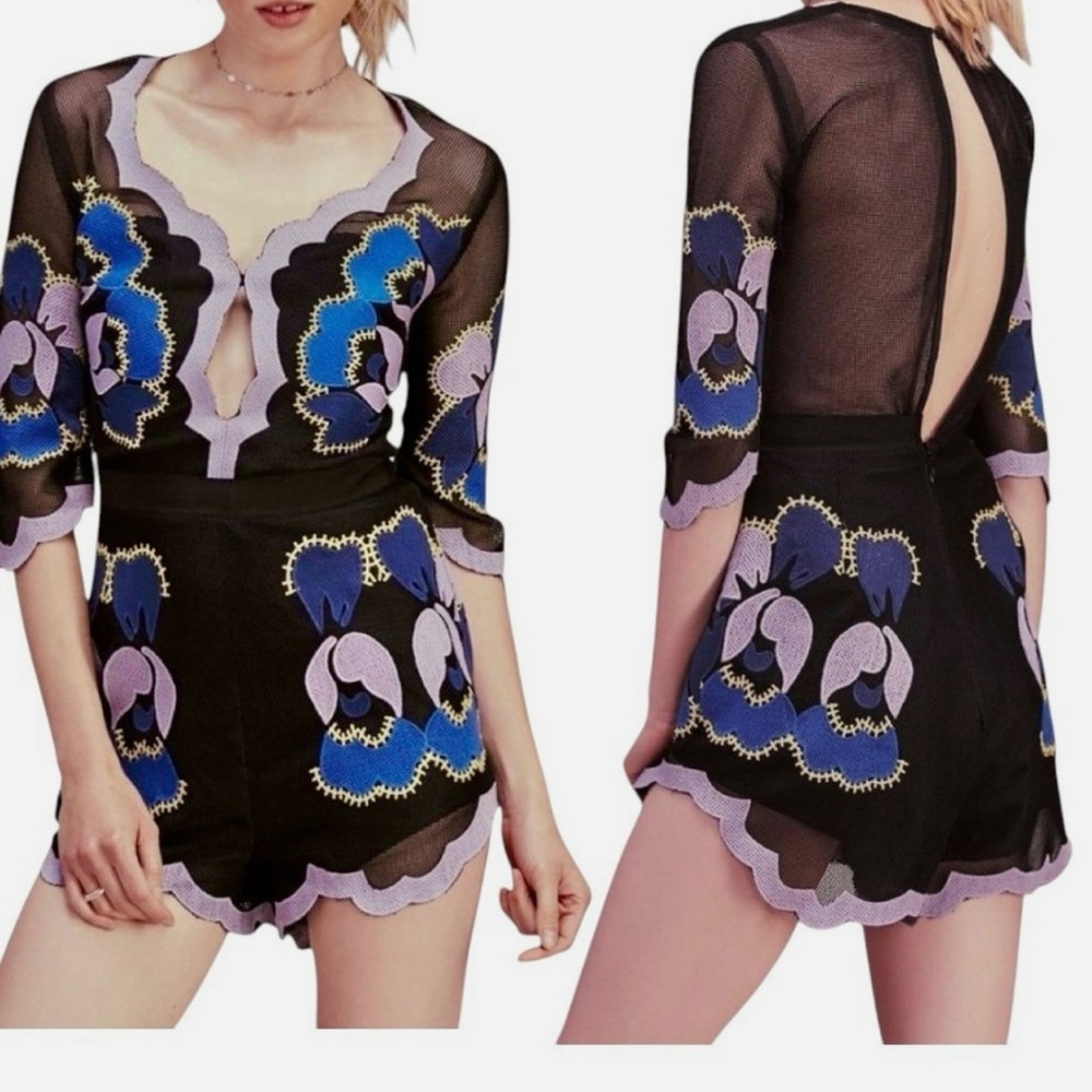 Alice McCall Embroidered Mesh Never Ever Playsuit Romper